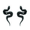 [L5671] - Silver 'Serpents' Black Silver Earrings (rhodium-plated) - 13x6 Mm