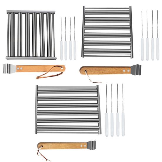 Hot Dog Roller Rack with Wooden Handle BBQ Sausage Roller Rack Steamer