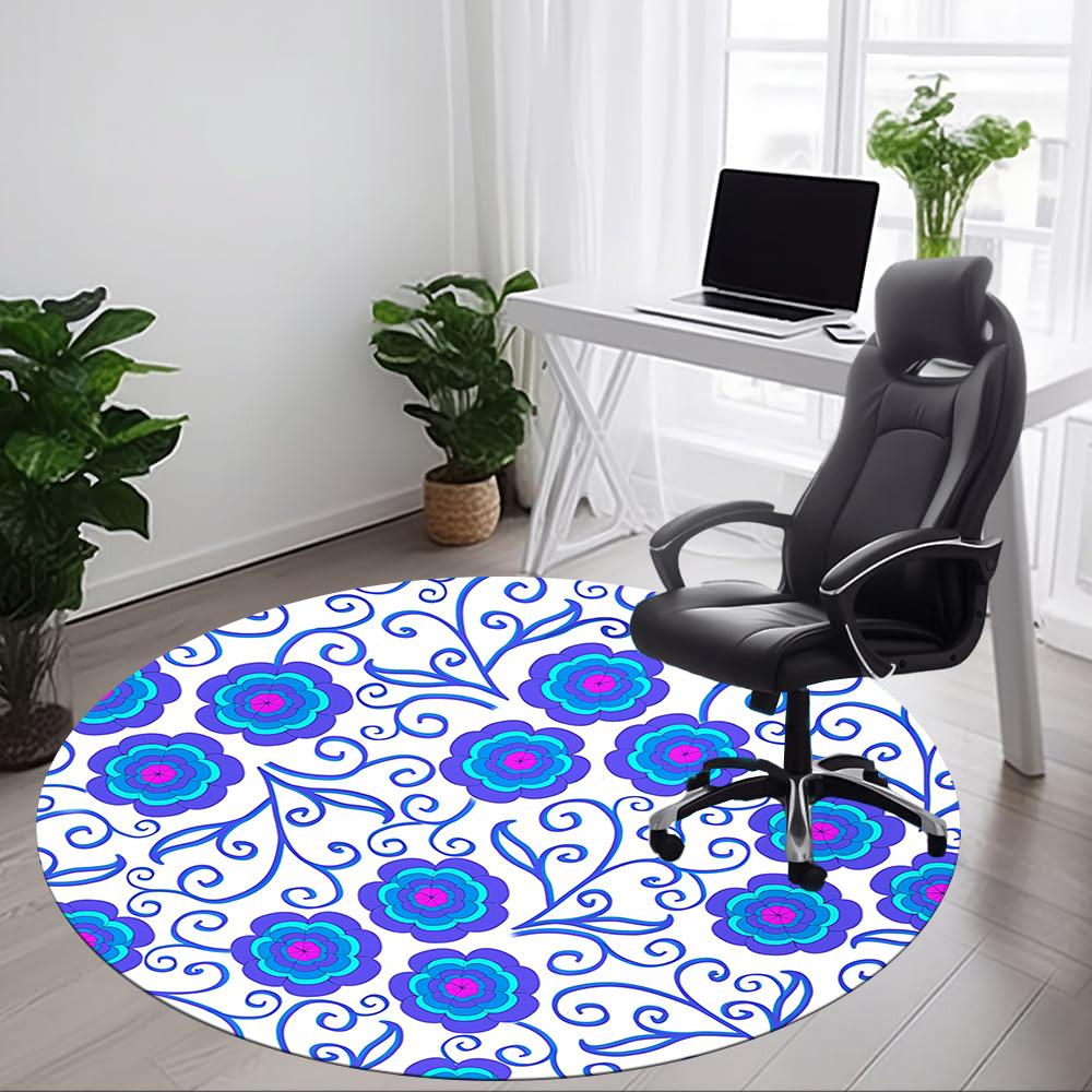 1pc Floral Mandala Pattern Chair Carpet for Office, Non-slip, Soft and Durable Office Rug, Perfect for Office yy251227131