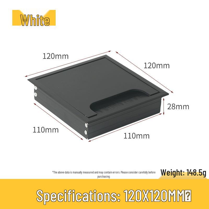 Desktop Cable Management Box: Flip-up Cover for Desk Cable Hole - Wire Pass-through and Decorative Rectangular Plate