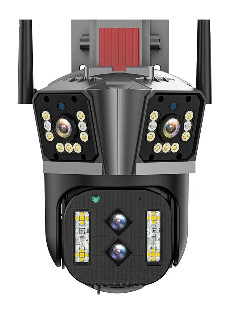IPC360 Домашнее приложение 16MP 8K Камера безопасности 4 объектива 10-кратный зум 3 экрана Wi-Fi PTZ-камера Двустороннее аудио Автоматическое отслеживание цвета Ночное видение