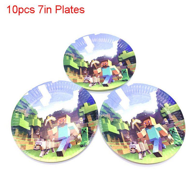 Принадлежности для вечеринки в честь будущего ребенка и дня рождения в стиле Minecraft с ярким набором посуды