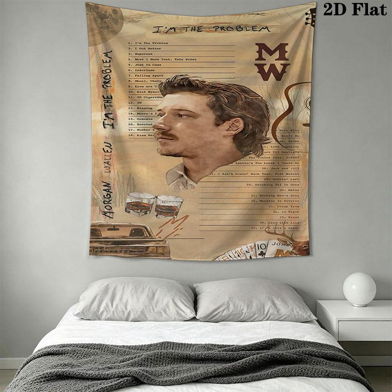 1PC Morgan Wallen Wall Hanging Printed Fabric Blanket Decorative Tapestries for Bedroom Living Room Home Decor
