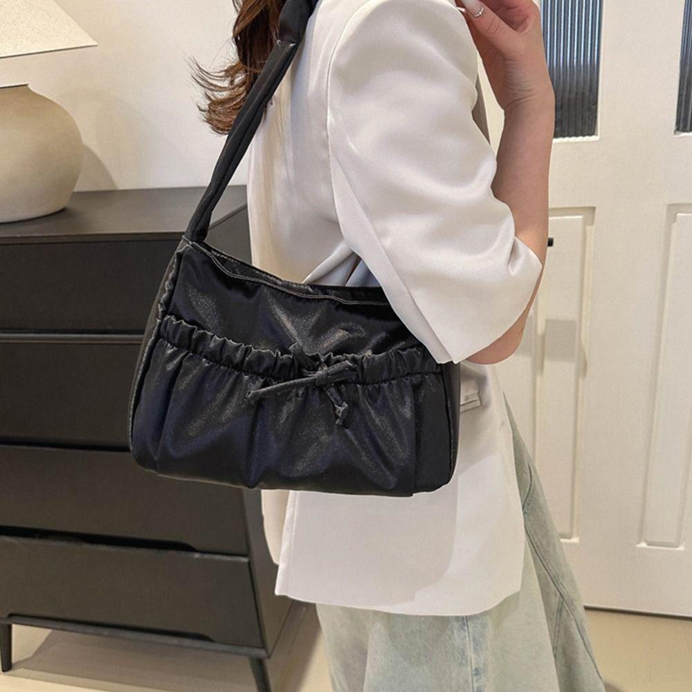 Korean Style Pleated Hand Bag Bow Fashion Underarm Bag Elegant INS Shoulder Bag Women