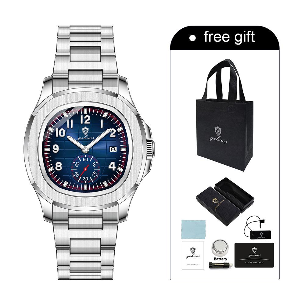 Gohuos 8826 Hot Sale Men's Quartz Watch Auto Date Water Resistant Stainless Steel Band Male's Watch Premium Watch for Business