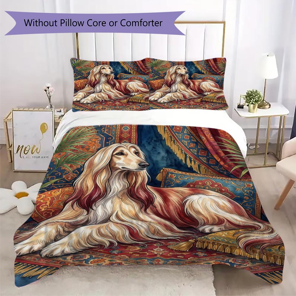 Classical Hound Painting Pattern Bedding uilt Set uilt Cover Pillowcase Home Decoration Birthday Gift (1 * duvet cover + 2 * pillowcase without core)