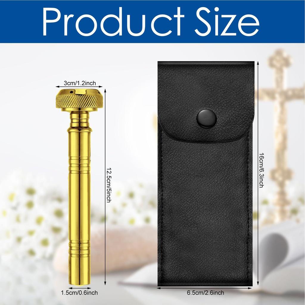 Pocket Holy Water Sprinkler With Leather Case, Religious Pocket Aspergillum Tool Holy Water Container Dispenser Travel Sprinkler