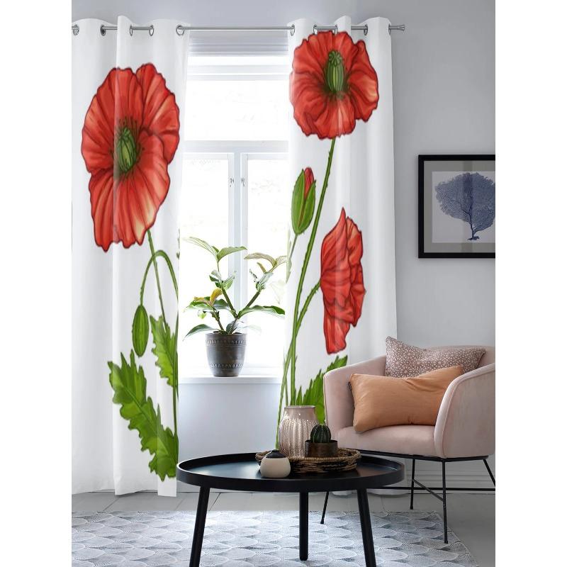 Современные оконные шторы с цветами маков, роскошные модные шторы для гостиной, спальни, кухни, шторы