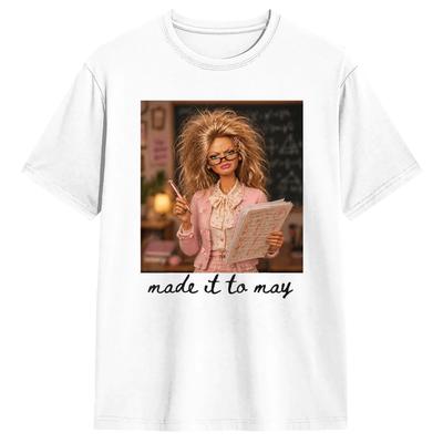 Oversized TShirt Summer Funny Made It To May Teacher Student Last Day of School Meme Hip Hop T Shirts Cotton Tee Shirt Tops