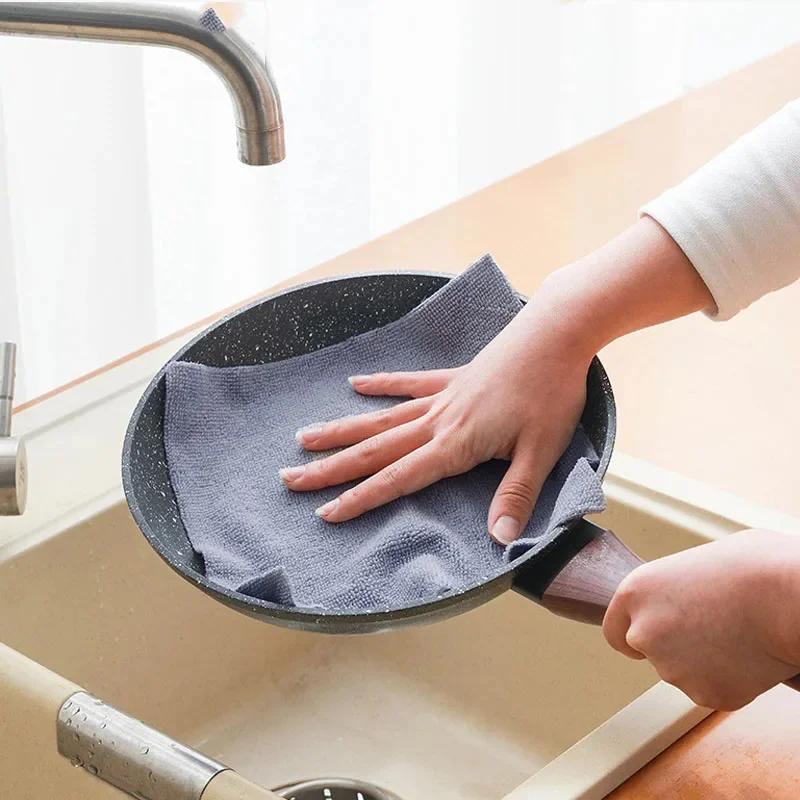 Многоразовые чистящие салфетки, бытовая кухонная ткань, рулоны полотенец из микрофибры, тряпки для мытья посуды, замена бумажных полотенец, 1 рулон из 20 листов