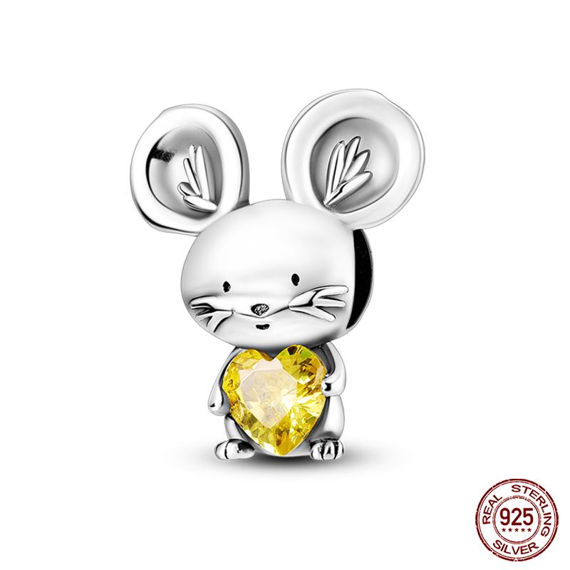 Copper Lovely Animal Cat Squirrel Penguin Heart Zircon Charms Beads Fit Qikaola Original Bracelets Fine Diy Jewelry