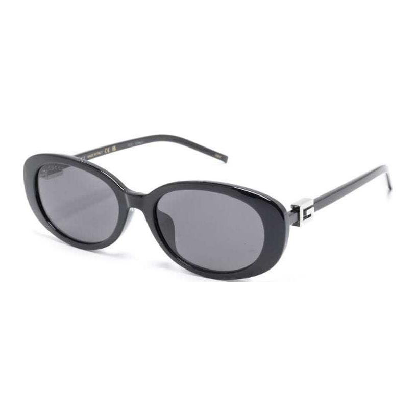 GUCCI Temple Logo PVC (polyvinyl chloride) Oval Sunglasses Men's Black
