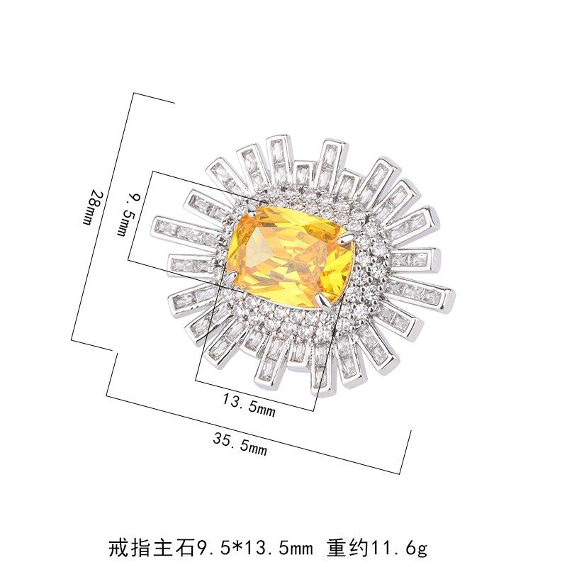 Изделие инкрустировано бриллиантами, кольцо с цветным цирконием, преувеличенные украшения, кольцо с цирконием, новый женский стиль
