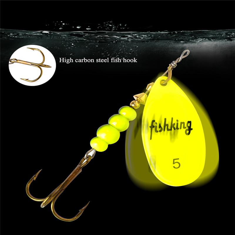 FISH KING Spinner Bait 3,9 г, 4,6 г, 7,4 г, 10,8 г, 15 г, приманки для ложки, металлические приманки для щуки с тройными крючками, искусственная приманка для окуня, рыболовная приманка