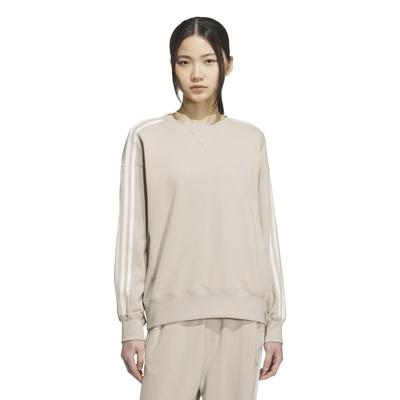 Толстовка Adidas Crew Wonder Quartz Размер Маленький ESS+ 3 полоски, Женская JUP41, Бежевый/Кремовый/Wonder White/Wonder (JZ8683),