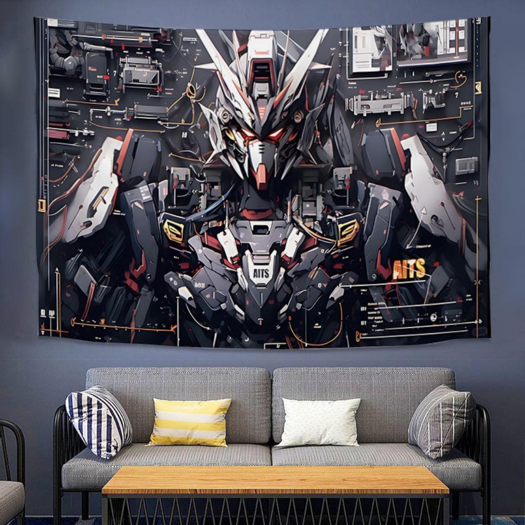 Тканевое панно Аниме Mobile Suit Gundam Ткань для фона в общежитии Декор для арендной комнаты Настенное искусство Для спальни Гостиной Тканевое панно