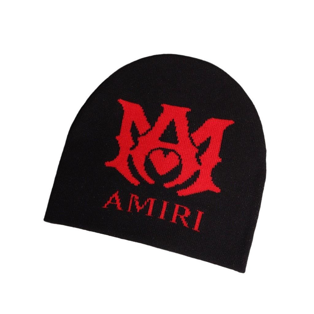 Шапка бини вязаная с узором в виде букв Amiri Модная повседневная уличная Подарок Теплая