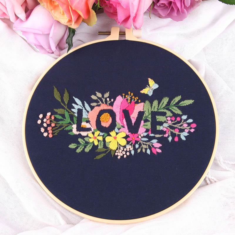 1Pcs Love Flower Embroidery DIY Handmade Material Package (Including Tools), for Beginners To Practice Embroidery Enthusiasts, Gifts for Friends