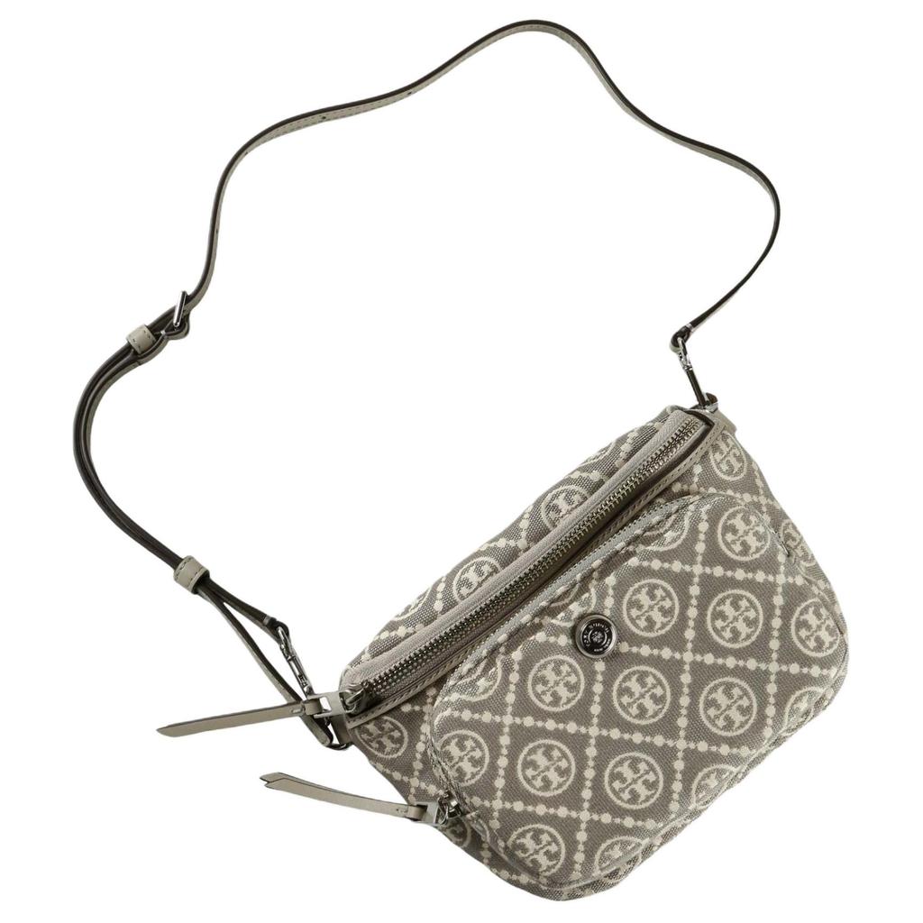 Tory Burch T Monogram Logo Cotton Mini Crossbody Bag Women Bags Gray 174945-021