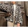 Vintage Leopard Print Quilted Jacket Women Loose Casual Coat Autumn Winter New In Clothes Street Cardigan Jackets Outfit