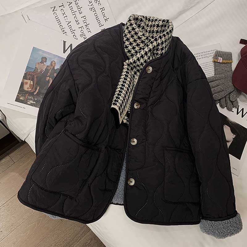 Пальто для женщин Хлопок Зимнее Утепленное Повседневное Оверсайз Двухслойная Ветровка