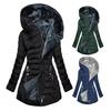 Women Winter Jacket Padded Plus Size with Plush Lining Padded Zipper Closure Mid Length Hooded Outerwear Solid Color Warm Windproof Down Coat