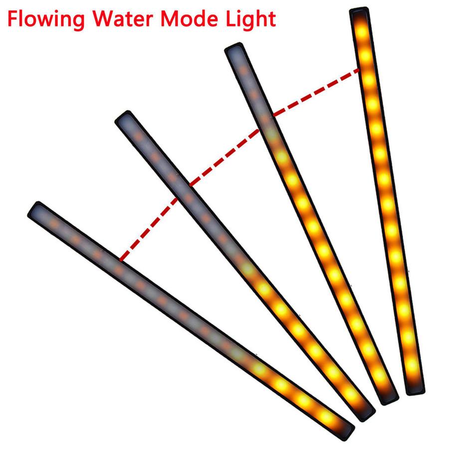 2x Red/Amber Switchback Flowing LED Car DRL Brake Stop Turn Signal Light Strips