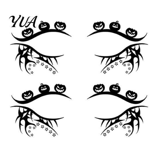 Removable Face Tattoo Stickers 2 Pairs Halloween Eye Stickers, Waterproof Temporary Decals with Pumpkin Bat Spider Web, Easy Apply Remove, Party