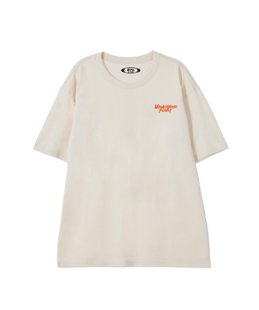 BY.L Contour Graffiti Logo Short Sleeve T-Shirt Cream