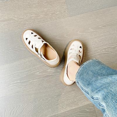 Маленький размер сумка голова сандалии женские новые толстоподошвенные с внутренней платформой маффин полые дышащие туфли-клетка для свиньи