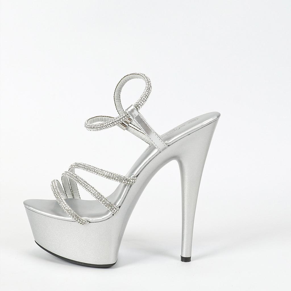 Женские пикантные черные, красные, серебряные сандалии на каблуке 15 см, новая мода, модель автомобиля для ночного клуба, сандалии на шпильке с рычагом, LFD-8661-B1