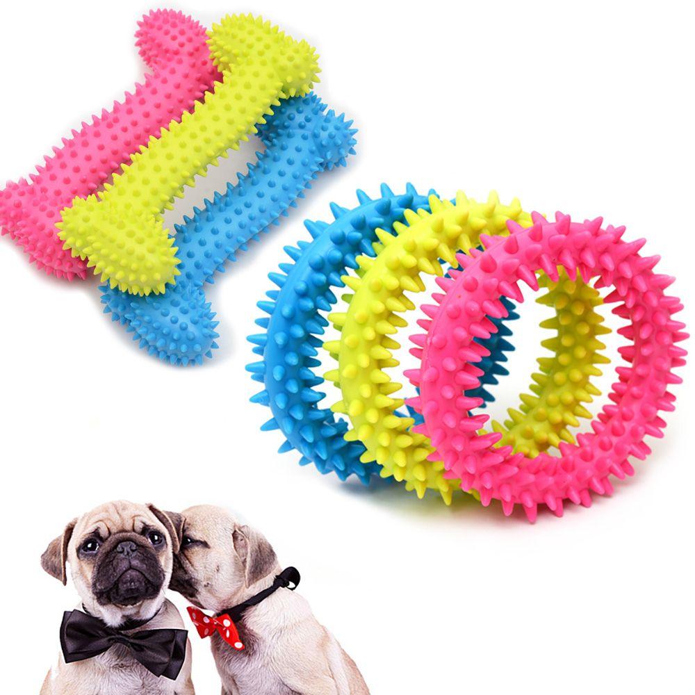 Interesting Molar Training Chew Rubber Thorn Bone Dog Toys chewing bite Teething Toy Puppy molar