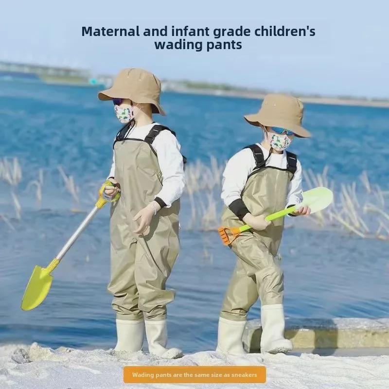 Children's Ultra-Light Waterproof Bib Wading Pants - Full Body One-Piece for Beach and Kindergarten