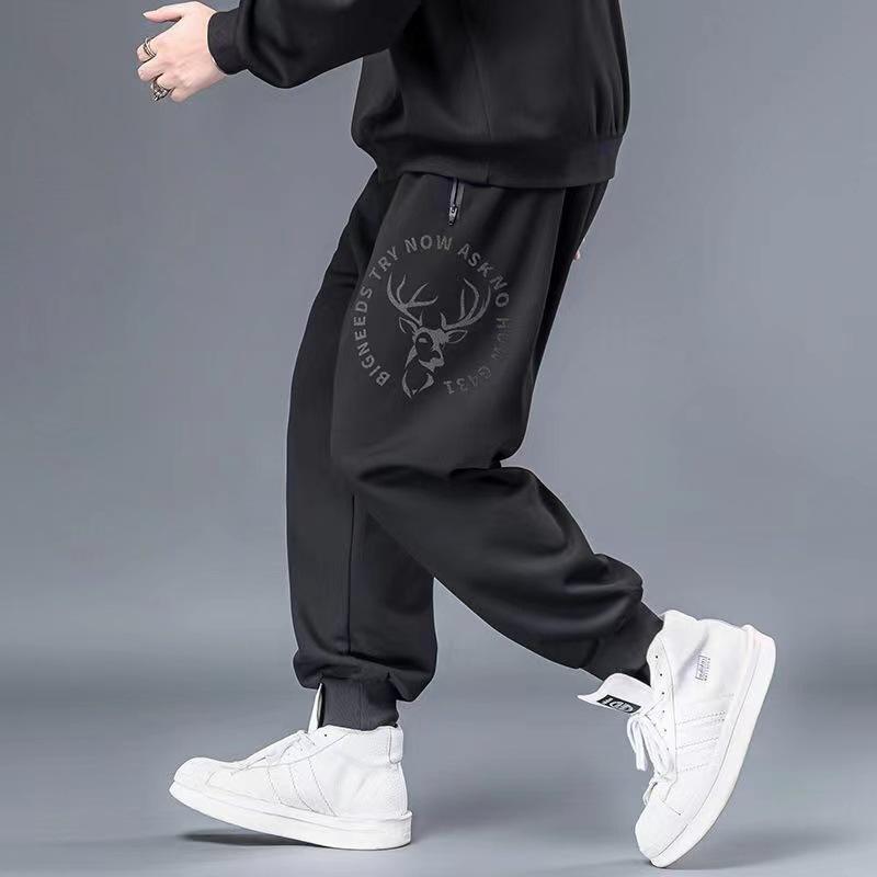 Plus Size Men's Casual Trousers: Trendy Cuffed, Loose-Fit, Flattering Sports Pants