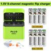 PALO 1.5V AA 3500mWh Rechargeable Battery AAA 1300mWh Lithium-ion Batteries With 8-slot Fast Intelligent Battery Charger