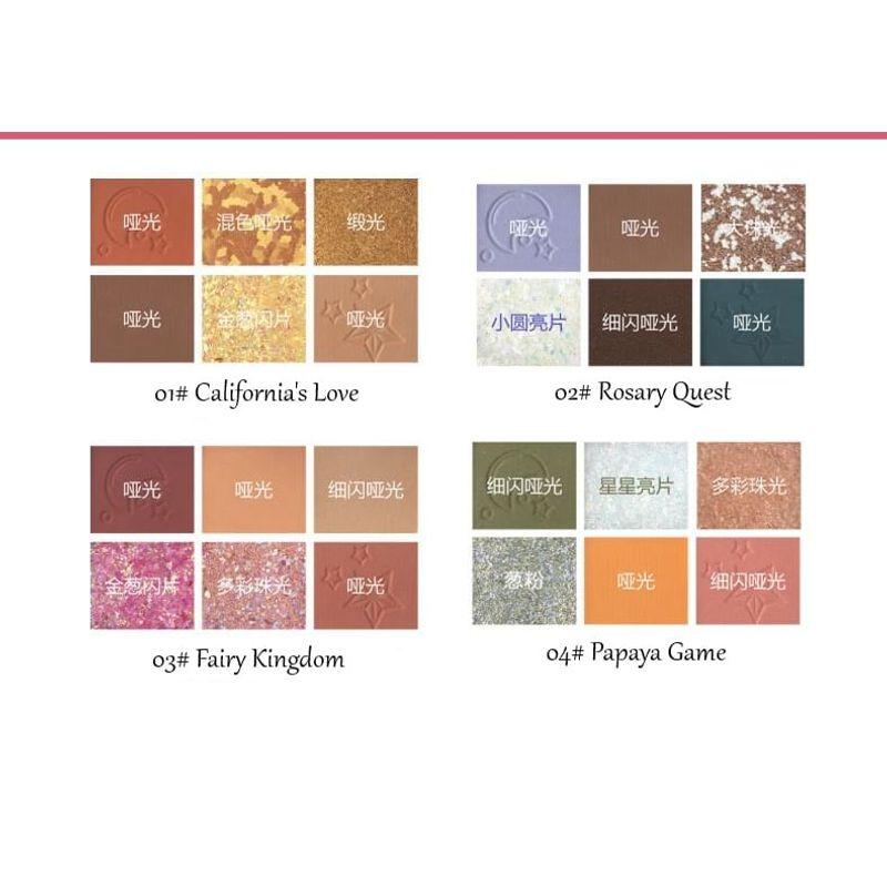 Colourgrid - Палитра теней для век 'Звезды' 6 цветов - 3 типа