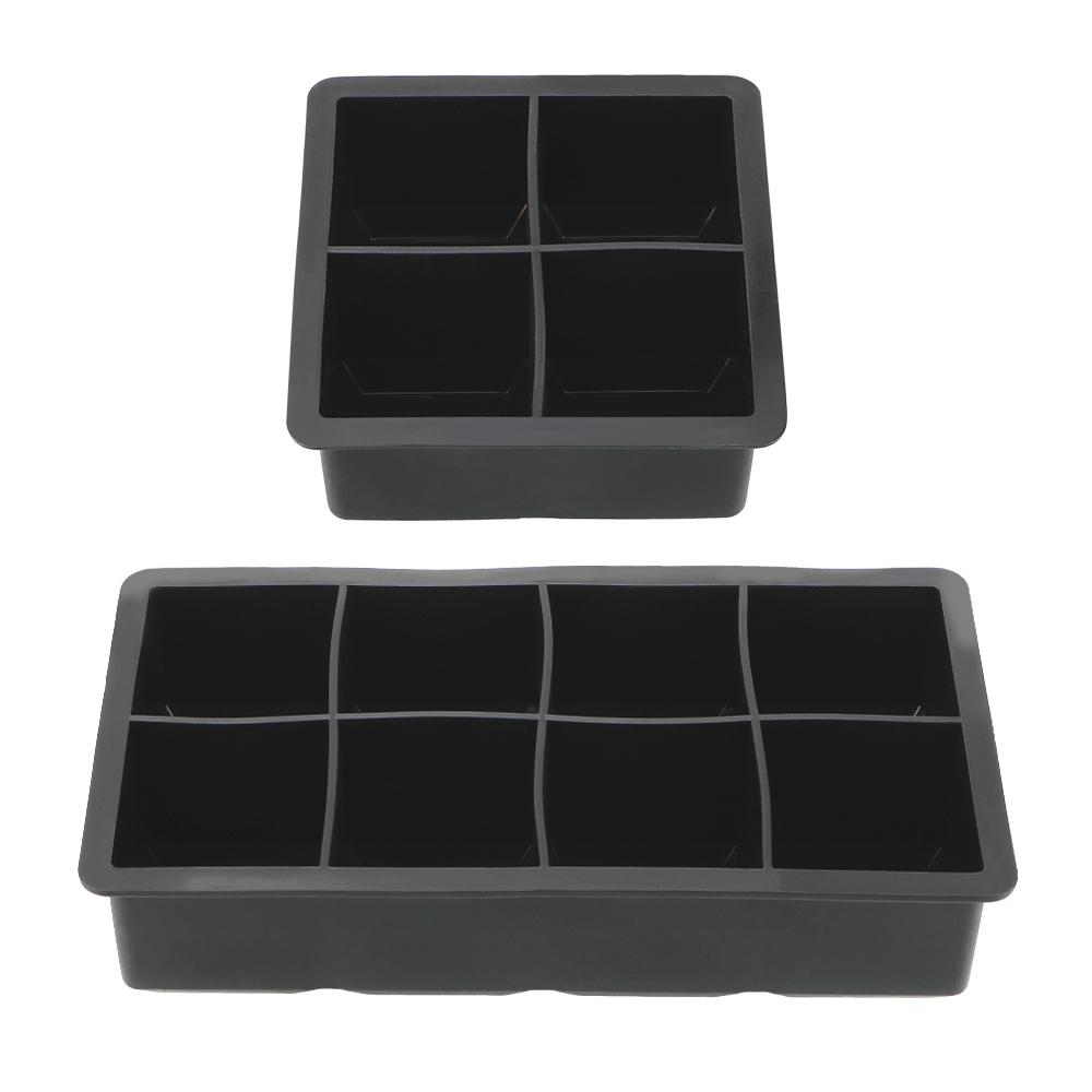 Форма для льда на 4/8 ячеек, силиконовая форма для кубиков льда, для мороженого, конфет, торта, пудинга, шоколада, кухонные инструменты своими руками, квадратная форма для больших кубиков льда