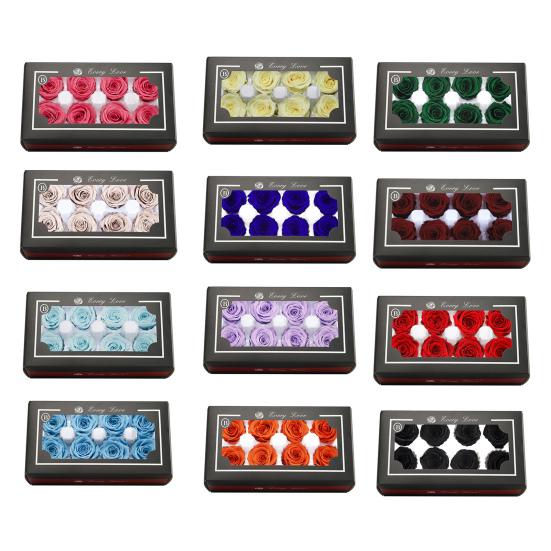 8 шт., вечные цветы розы, яркие цвета, естественный вид, вечное цветение, консервированный цветок ручной работы, украшение в виде розы