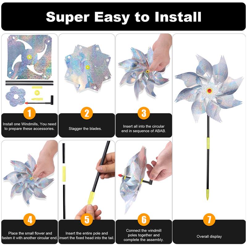 1/10 шт., фермерский серебряный лазерный отпугиватель птиц, вертушки, вращающаяся ветряная мельница, декор для газона, отпугиватель птиц для сада