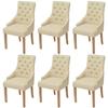 Dining Chairs - VIDAXL - Set of 6 - Armrests - Fabric - Beige