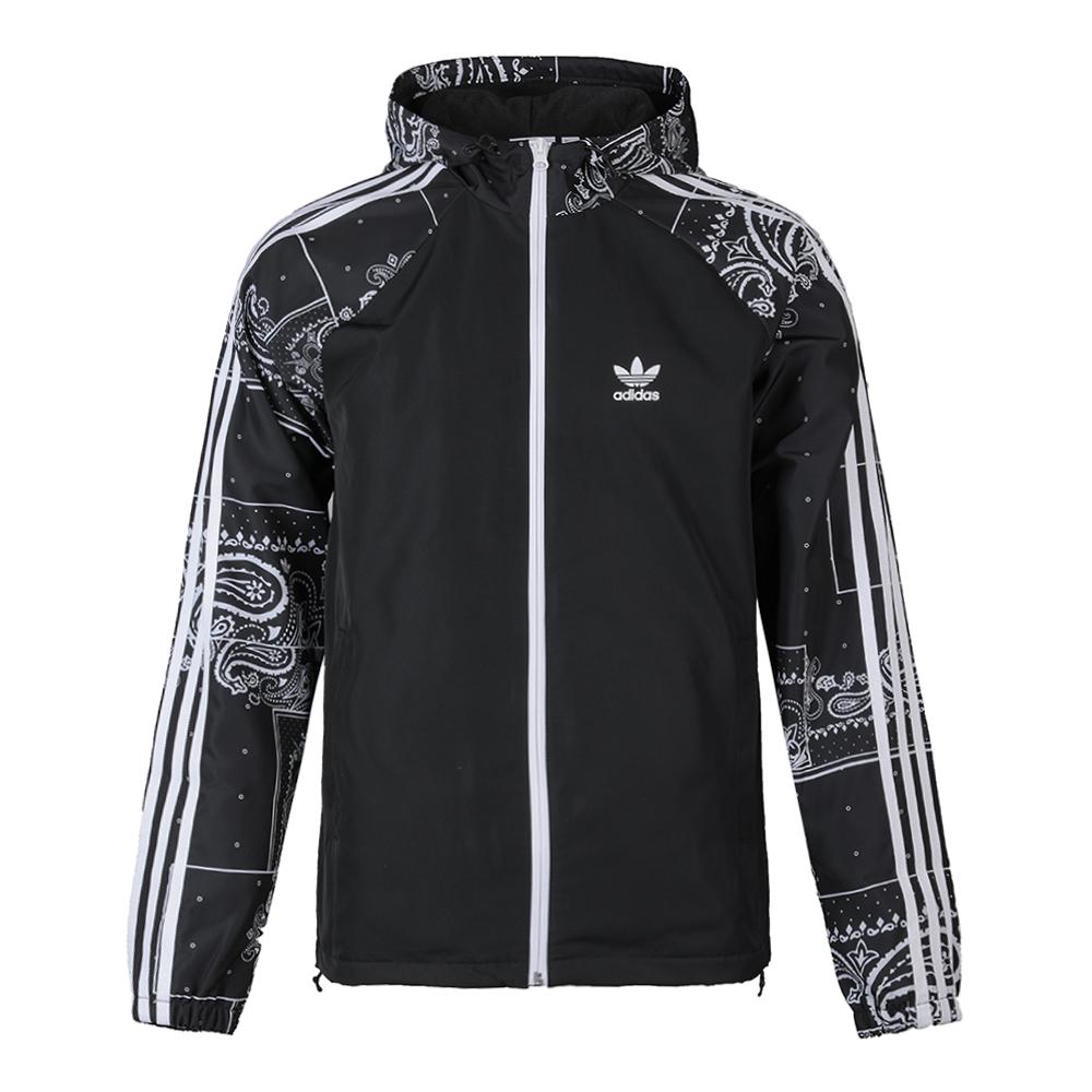 adidas Оригинальная Бандана с Принтом Цветок Кешью Удобная Тканая Куртка с Капюшоном и Длинным Рукавом Мужская куртка Черная DX4232
