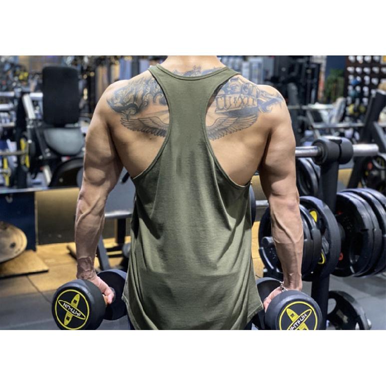 New Sports Vest Men'S Loose Summer Pure Cotton Fitness And Bodybuilding Quick Drying Sleeveless Shoulder White Base Shirt Sleeveless T-Shirt