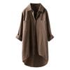 Autumn Women's Casual Solid Color Shirt Cotton Linen Cardigan Double Pocket Long Sleeved Women's Shirt  Tops