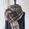 Korean Style Plaid Cashmere-Like Tassel Scarf for Women - Warm, Thick, and Ideal for Autumn and Winter