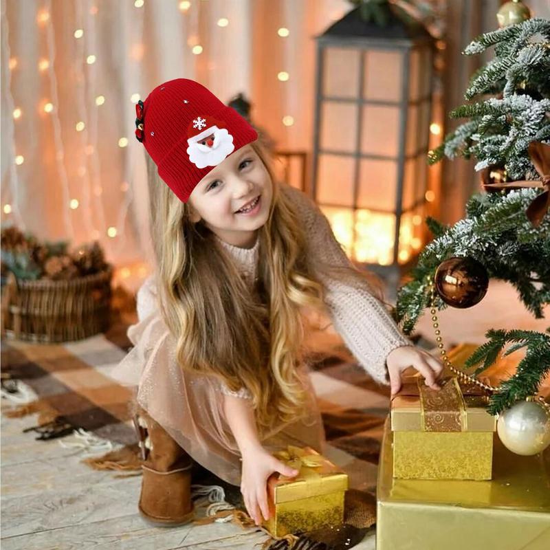 Mens Winter Beanie Christmas Beanie Winter Hat Santa Claus Winter Ski Hat Bow Bells Knitted Beanie Hat Warm For Christmas Party