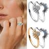 Minimalist Shiny Sun Blue Diamond Moon Women's Two Piece Ring Set