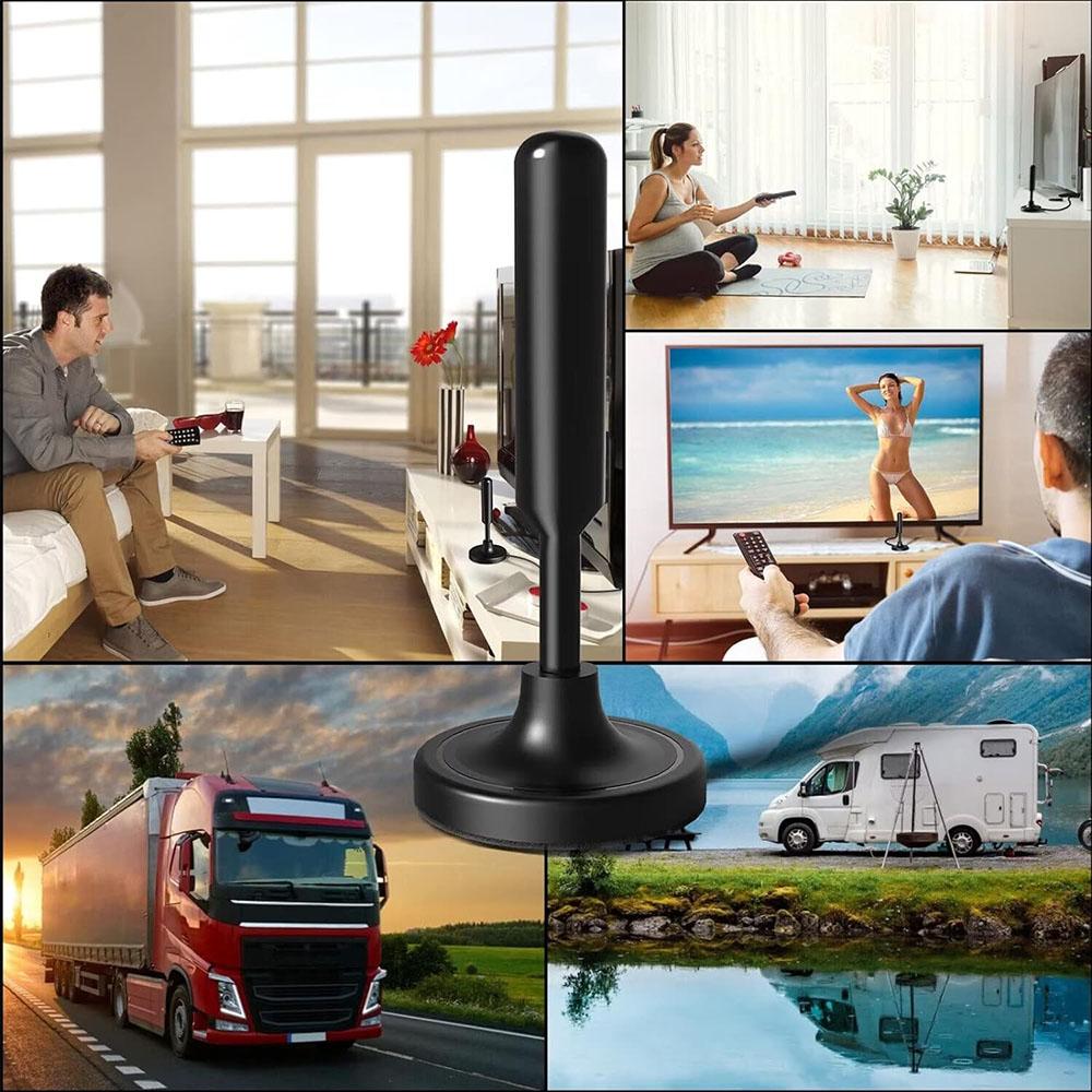 Black Upgraded TV Antenna Digital HD Antenna Indoor HDTV 1080P 100M Signal Range