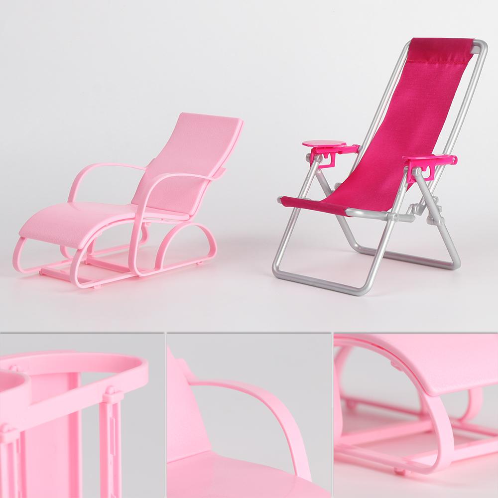 Garden Bench Playing House Toy Accessories Foldable Deckchair Doll Beach Chair Dollhouse Furniture