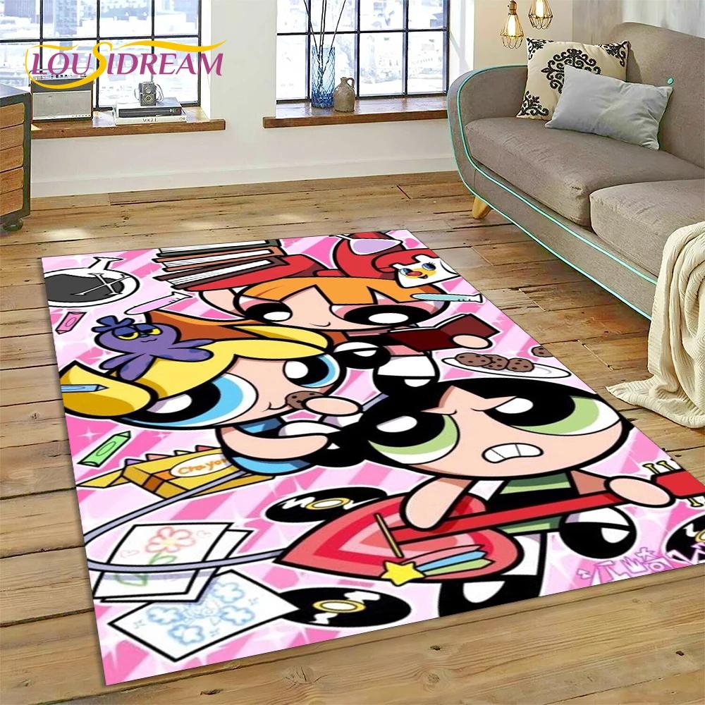 Мультфильм милый P-Powerpuff Girl ковер ковер для спальни гостиная домашний диван украшение,детская игра большой декор напольный коврик подарок