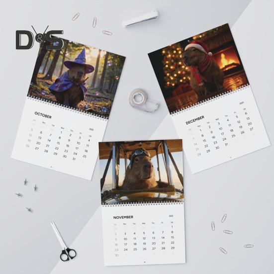 Настенный календарь с изображением капибары на 2025 год, ежемесячный календарь с изображением капибары, подвесной календарь с изображением животных, подарок для любителей капибары